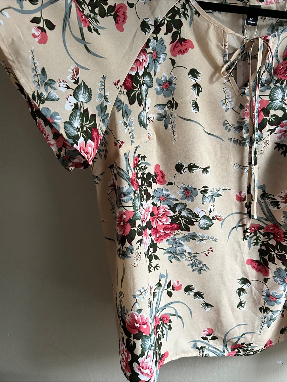 NWT Emery Rose Floral Short Sleeve Blouse 5X Multicolor Boho Peasant - Picture 3 of 9